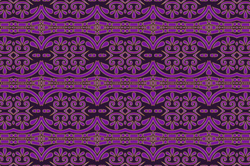 Lilac background, vintage unique cover design. Geometric ethnic pattern with gold outline, boho style. Tribal handmade ornamental themes of East, Asia, India, Mexico, Aztecs, Peru.
