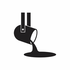 Molten gold being poured icon isolated on white background. Molten metal poured from ladle.