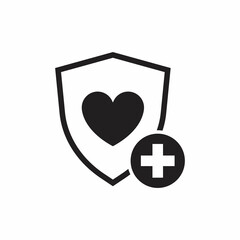 Shield and heart rate icon isolated on white background. Health protection concept. Health care. Logo design template element.