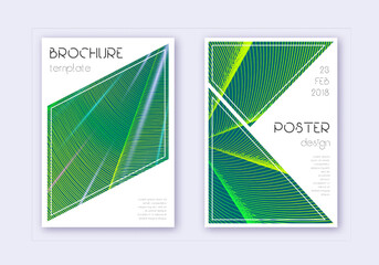 Triangle cover design template set. Green abstract