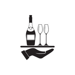 Restaurant cloche in hand the waiter icon flat