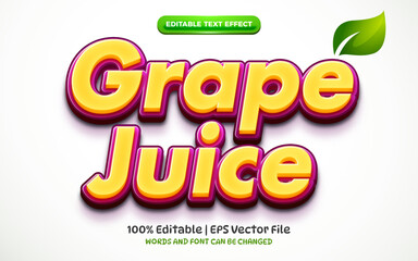 fresh grape juice 3d logo template editable text effect style