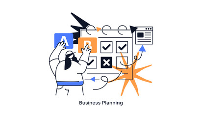 Business Planning Vector Isolated Concept Metaphor Illustration. Flat vector illustration isolated on white background
