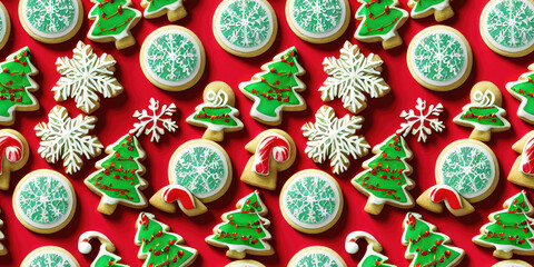 Cotton fabric Gingerbread christmas cookies as seamless pattern wallpaper