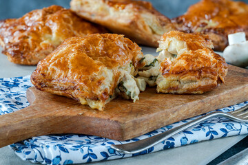 Mini chicken and mushroom puff pastry pies © beataaldridge