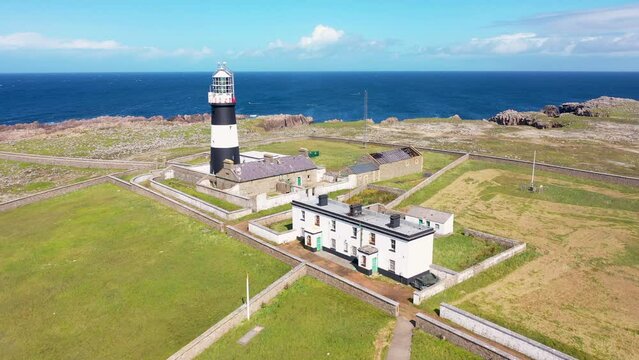 Aerial view of the Lighthouse on Tory Island, County Donegal, Republic of Ireland