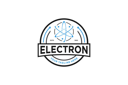 Electron logo design proton atom science orbital core artificial intellegence