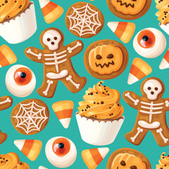 Sweets candies halloween seamless pattern
