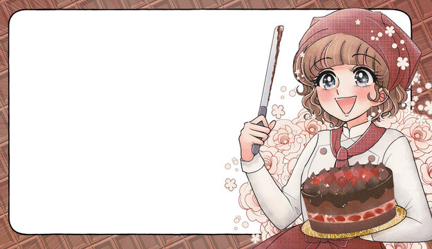 少女漫画風・2月14日はバレンタインなのでチョコレートケーキ切りますバナー