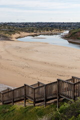 Fototapeta premium The Onkaparinga River and iconic southport stairs in Port Noarlunga South Australia on September 22nd 2022