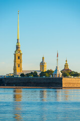 Panoramic view of the Peter and Paul Fortress in the city of St. Petersburg, Russia