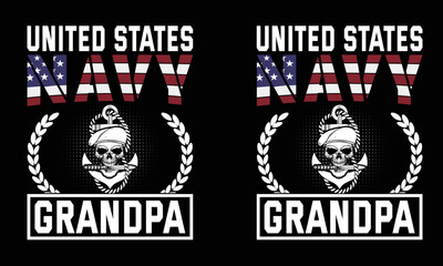 United state navy grandpa T-shirt design.