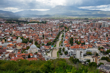 Fototapeta premium Prizren Old Town and Sinan Pasha Mosque. Popular Tourist Destination in Kosovo. Historic and touristic city located in Prizren. Balkans. Europe. 