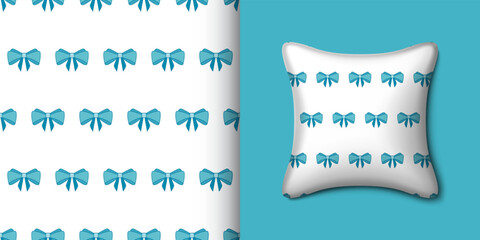 Ribbon seamless pattern with pillow. Vector illustration