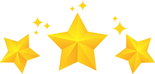 Three stars customer product rating review. Modern 3d style illustration.