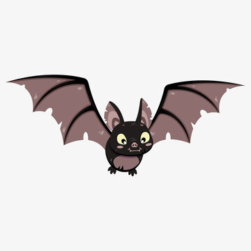 The bat flies on a white background. Vector illustration