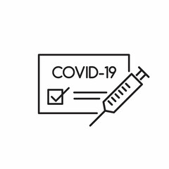 Vaccine Passport line icon. Vaccination Medical Card or Passport icon for travel. Certificate of Vaccination against Covid-19 with syringe
