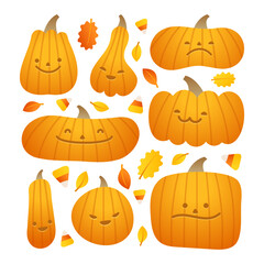 Halloween Pumpkins Lanterns Set