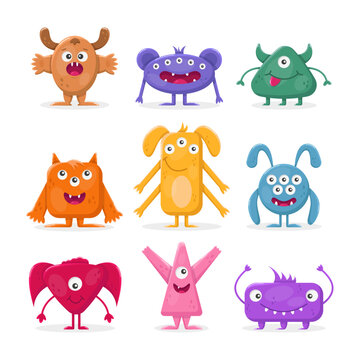 vector set of monster characters for halloween