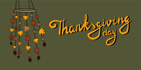 Thanksgiving greeting banner. Vector template for design