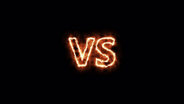 VS Versus Text Fire Effect Motion. 4K resolution, alpha channel, and loop
