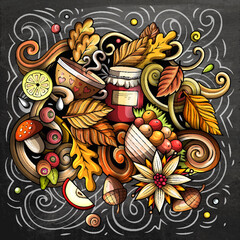 Autumn cartoon vector doodles illustration