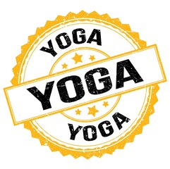 YOGA text on yellow-black round stamp sign