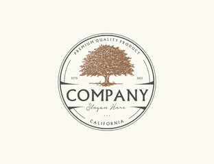 Vintage tree logo design circle badge