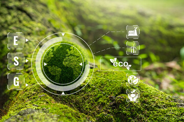 Green earth ESG icon for Environment Social and Governance, World sustainable environment concept.