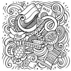 Ecuador hand drawn cartoon doodles illustration. Funny design.
