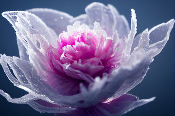 Frozen peony flower