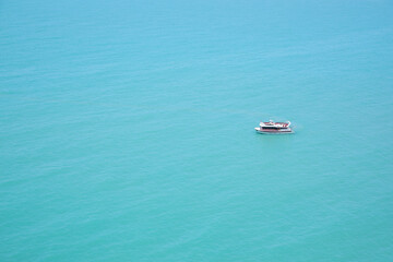 Beautiful view of boat in sea on sunny day. Space for text