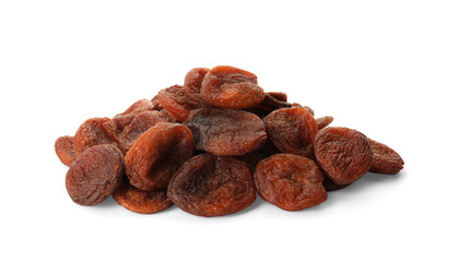 Tasty dried apricots isolated on white. Healthy snack