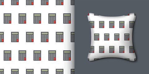 Calculator seamless pattern with pillow. Vector illustration