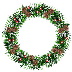 Christmas holiday wreath illustration