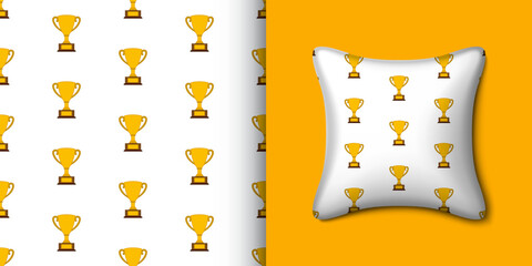 Trophy seamless pattern with pillow. Vector illustration