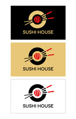 Sushi logo concept. Asian food restaurant identity vector illustration. Asian cuisine brand