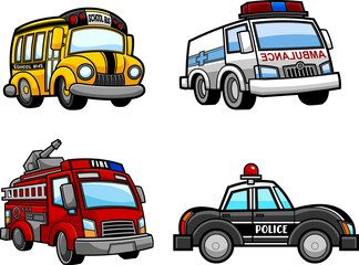 Cartoon Truck Vector Hand Drawn Collection Set Isolated On Transparent Background © HitToon.com