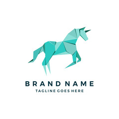 Horse Geometric Design. unicorn origami, polygonal Logo icon Vector illustration