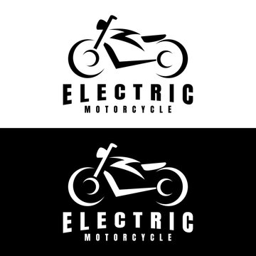 Electric motorcycle bike logo design vector