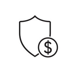 guarantee financial protect icon, money with shield, thin line symbol on white background