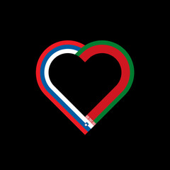 friendship concept. heart ribbon icon of slovenia and belarus flags. vector illustration isolated on black background