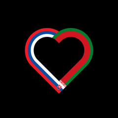 friendship concept. heart ribbon icon of slovakia and belarus flags. vector illustration isolated on black background
