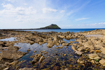 Across the rock pools on the Worms Head causeway.