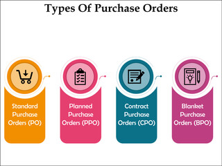 Types of purchase orders in an Infographic template