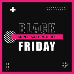 Black Friday sale banner on black background. Vector