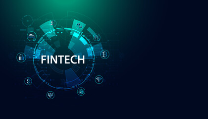 Obraz premium Abstract FinTech Finance Technology applied in the financial business On a modern blue background, futuristic.