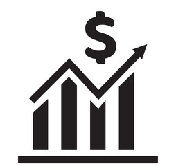 Dollar growth statistics symbol vector design. Financial growth icon flat.