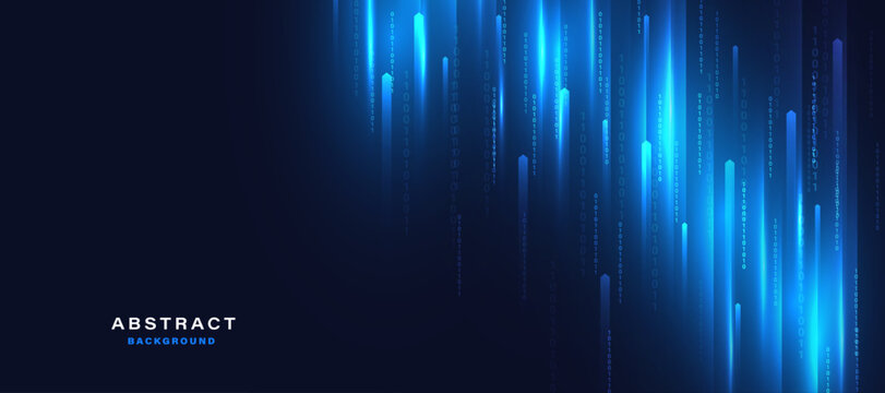 Blue technology background with motion neon light effect.Vector illustration.	
