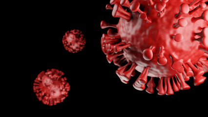 Illustration of virus cells, visualization of a viral infection, coronavirus covid-19 monkeypox background with copy space for text